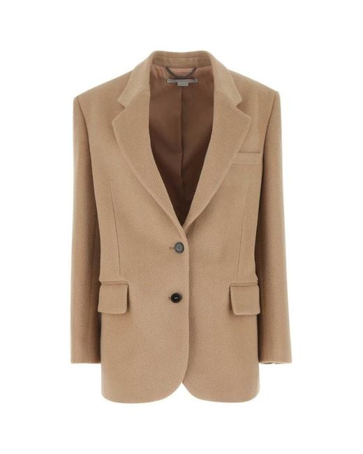 Stella McCartney Brown Solid Notched Lapel Blazer