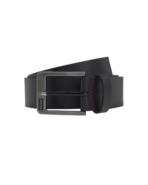 HUGO Black Solid Belt for men