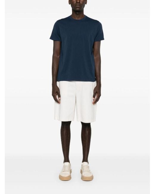Finamore 1925 Blue Roundneck Solid T-Shirt for men