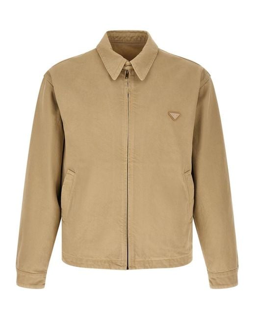 Prada Natural Solid Shirt Collar Jacket for men