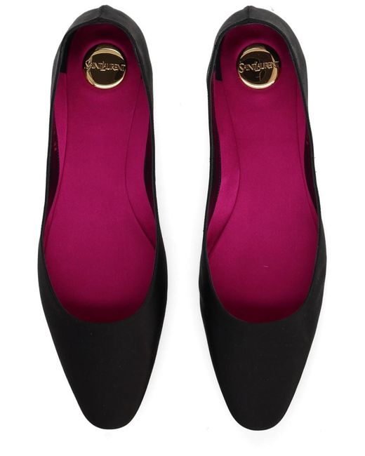 Saint Laurent Brown Solid Ballet Flats