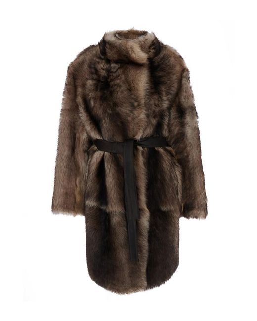 Yves Salomon Brown Turtle Neck Shearling Jacket