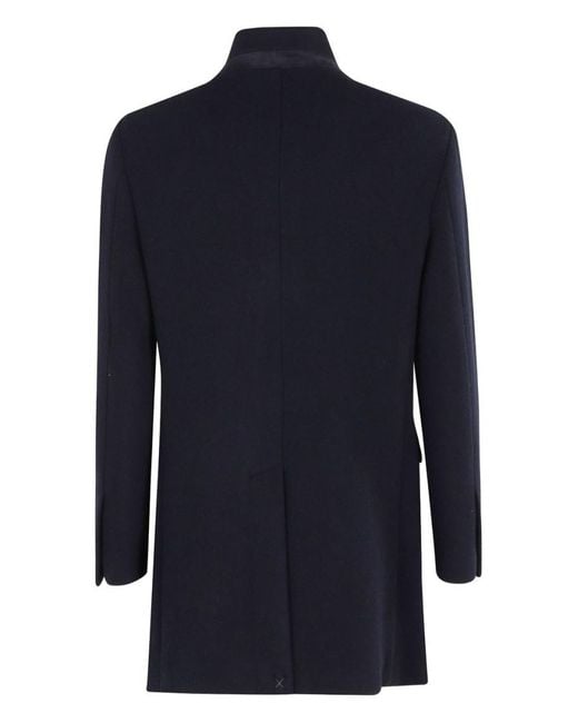 Fay Blue Long Buttoned Coat for men