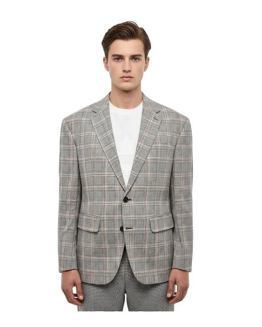 DSquared² Gray Regular Check Blazer for men
