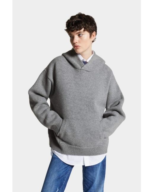 DSquared² Gray Wool Hoodie