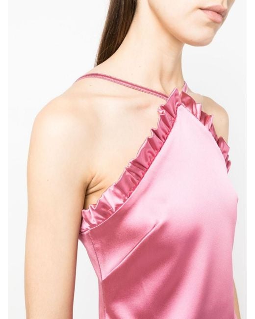 P.A.R.O.S.H. Pink P.A.R.O..H. Ruffled Satin-Finish Minidress