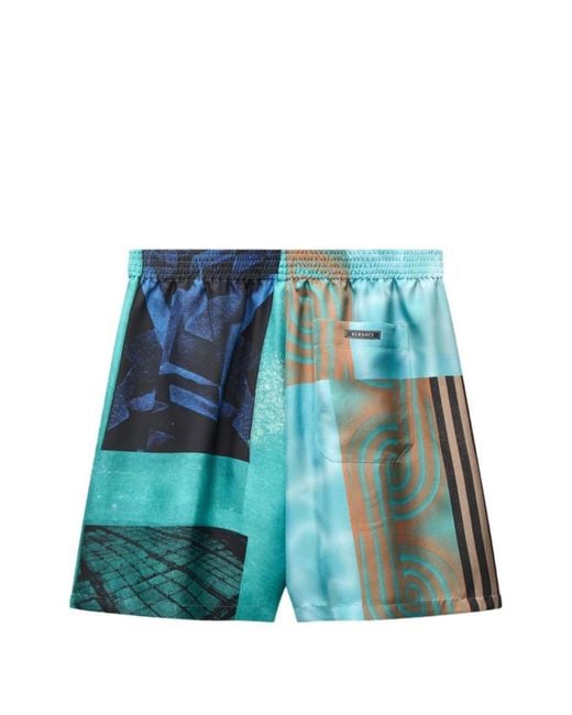 Versace Blue Regular Logo Shorts for men
