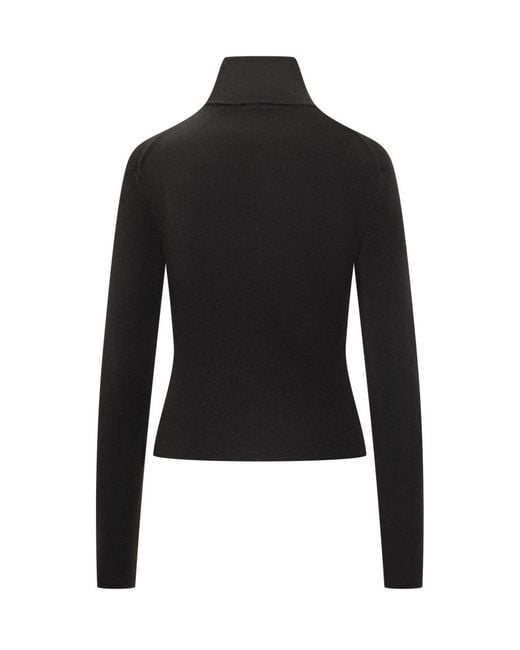 Courreges Black Solid Turtle Neck Sweater
