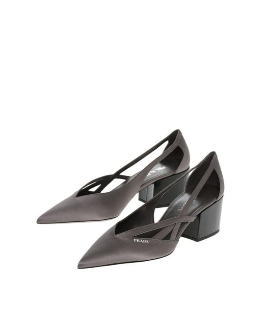 Prada Gray Logo Pumps