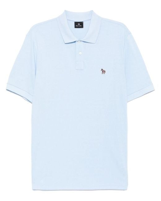 Paul Smith Blue Solid Shirt Collar Polo for men