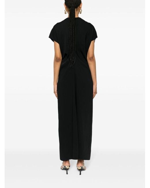 P.A.R.O.S.H. Black Draped Cady Maxi Dress