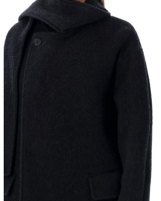 MSGM Black Scarf Coat