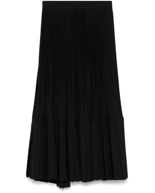 Junya Watanabe Black Pleated Midi Skirt