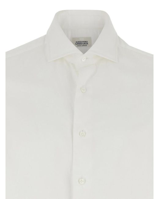 Alessandro Gherardi White Regular Solid Shirts for men