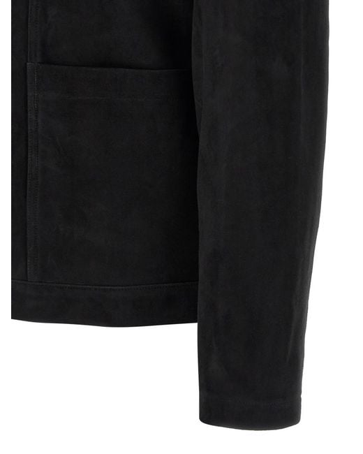 Giorgio Brato Black Solid Shirt Collar Jacket for men