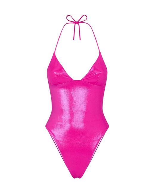 DSquared² Pink Solid Halter Neck Swimwear
