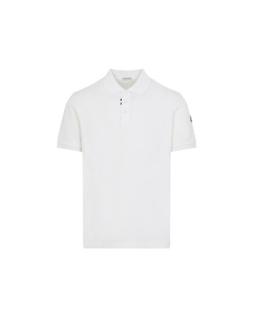 Moncler White Solid Shirt Collar Polo for men