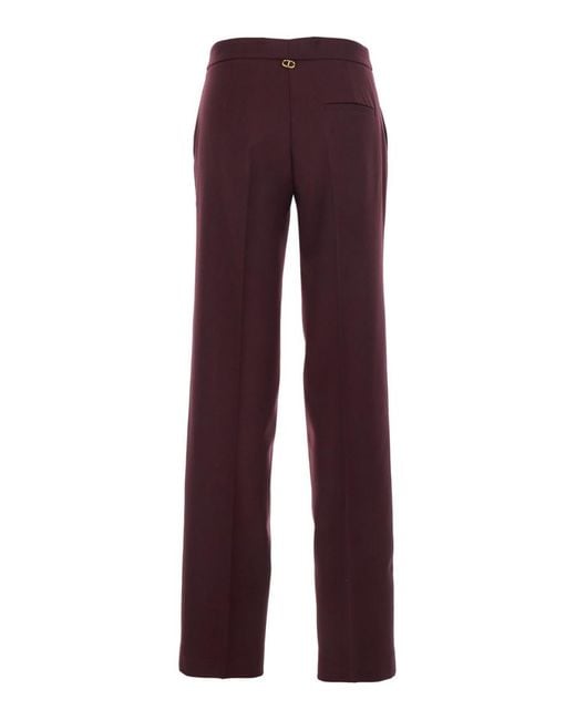 Twinset Purple Straight Flat Front Pants