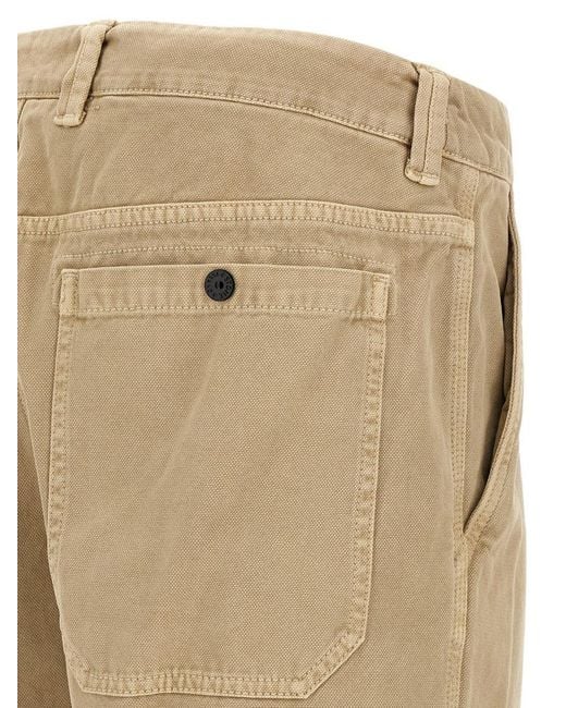 Stone Island Natural Regular Flat Front Pants for men