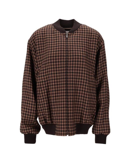 Saint Laurent Brown Check Bomber Jacket