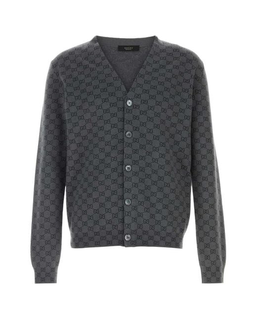 Gucci Gray V Neck Cardigans for men
