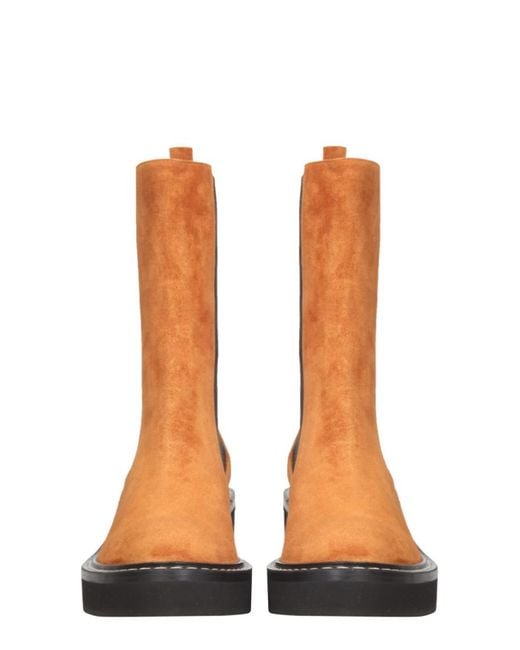 Khaite White Solid Round Toe Boots