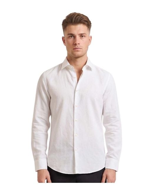 Boss White Regular Solid Shirts for men