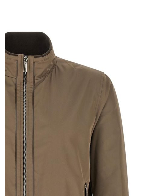 Moorer Brown Solid Mandarin Collar Jacket for men