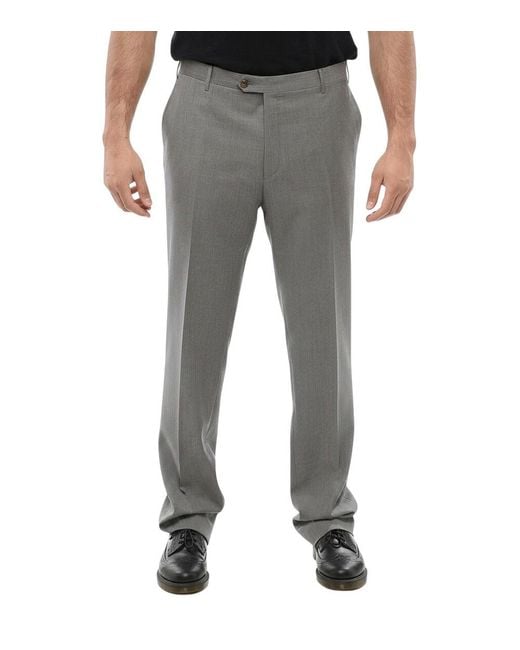 Corneliani Gray Flat Front Pants for men