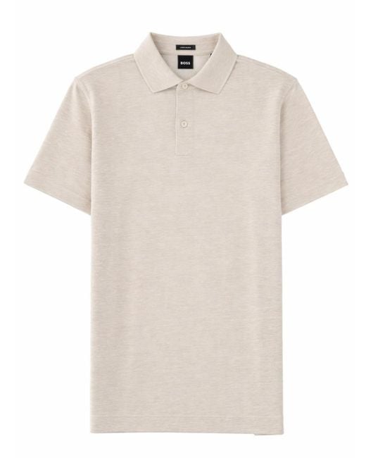 Boss White Solid Shirt Collar Polo for men