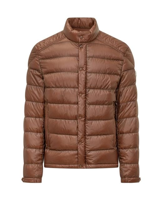Moncler Brown Quilted Mock Collar Jacket for men