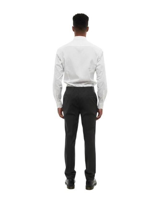 Corneliani Black Tailored Flat Front Pants for men