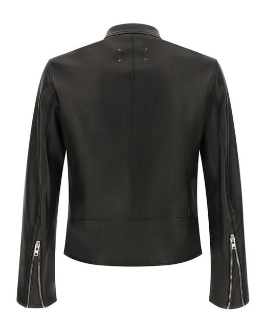Maison Margiela Black Solid Mandarin Collar Jacket for men