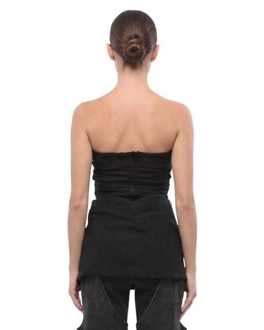 Ganni Black Solid Strapless Top