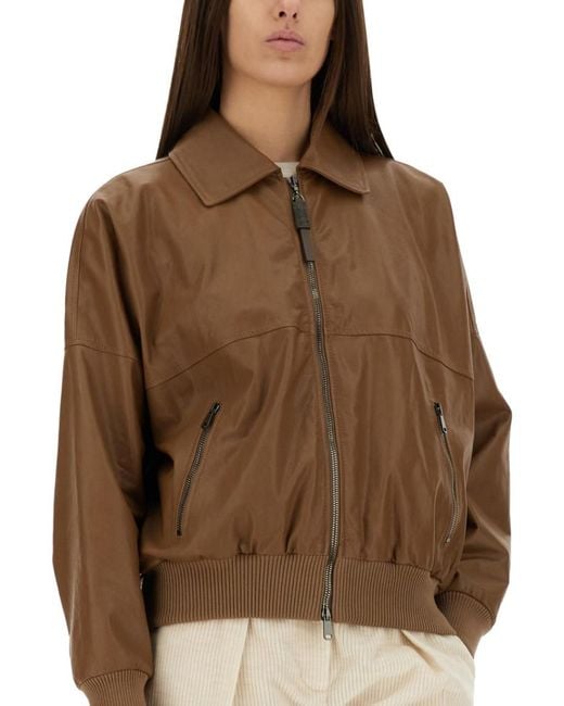Brunello Cucinelli Brown Leather Jacket It