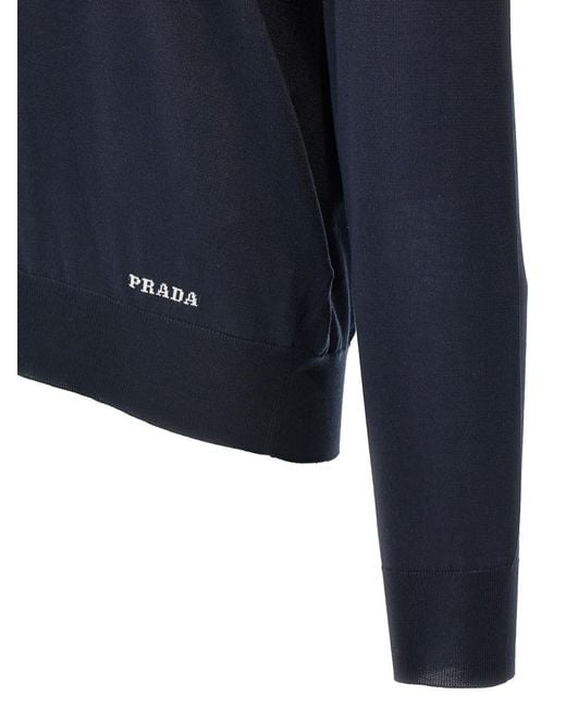 Prada Blue Silk Sweater for men