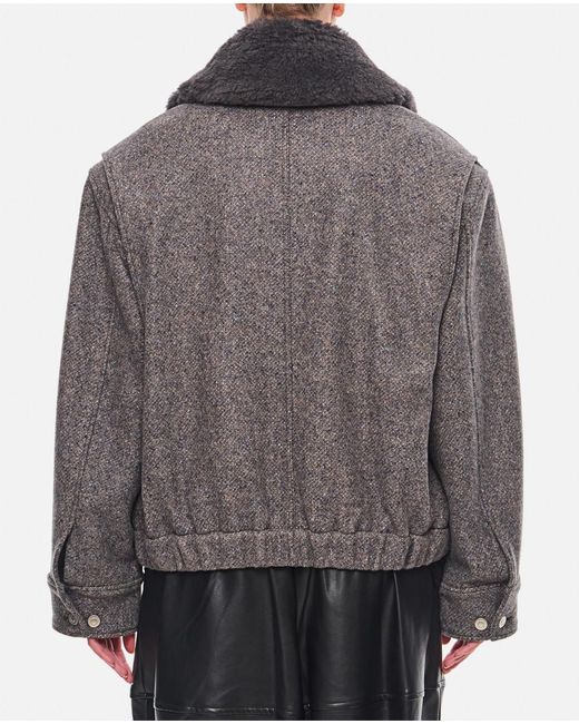 Stella McCartney Gray Dark Spread-Collar Coat