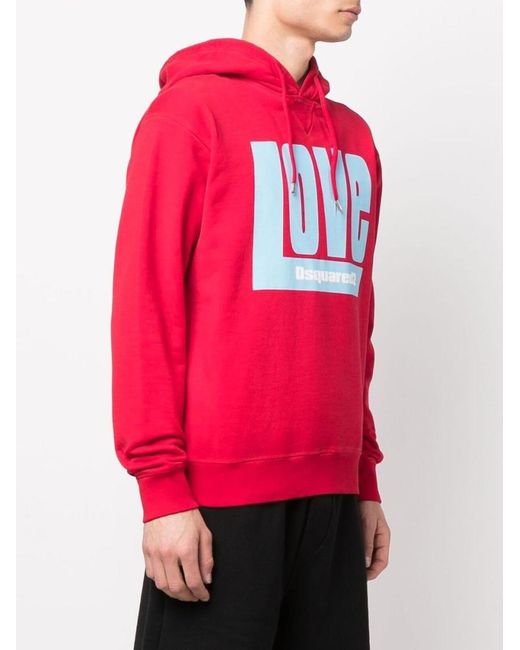 DSquared² Pink 'Love' Logo-Print Hoodie for men