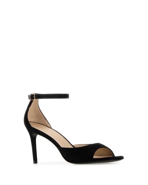 Stuart Weitzman Black Solid Open Toe Heels