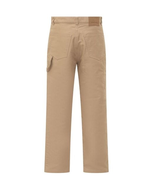 AMI Natural Straight Flat Front Pants for men