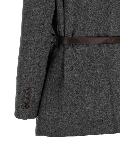 Brunello Cucinelli Black Solid Notched Lapel Blazer