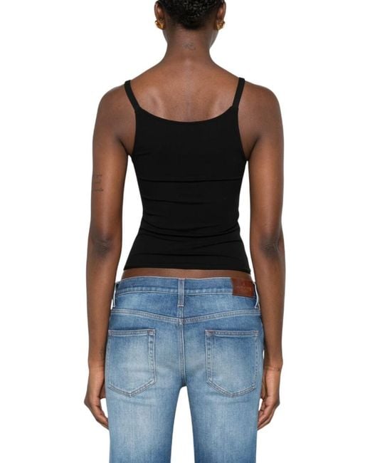 Gucci Blue Solid Scoop Neck Top