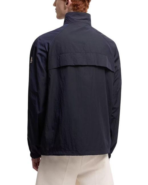 Moncler Blue Mock Collar Jacket for men