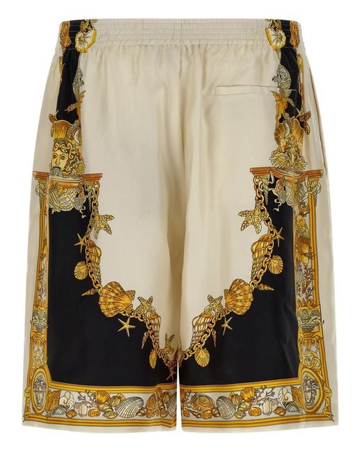 Versace Black Coral Theatre Print Bermuda Shorts for men