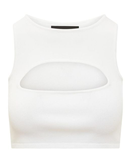 DSquared² White Solid Round Neck Top