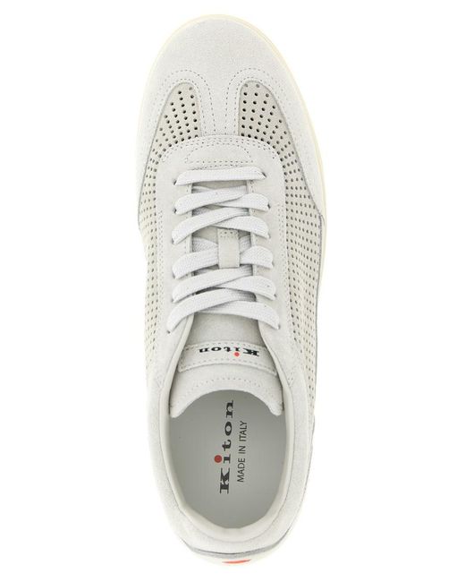 Kiton White Light Perforated Sneakers for men