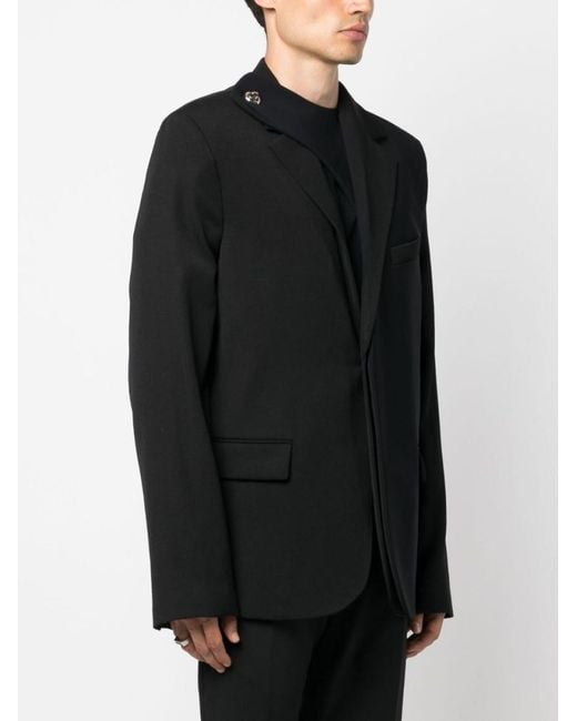BOTTER Blue Layered Virgin Wool Peak Lapel Blazer for men