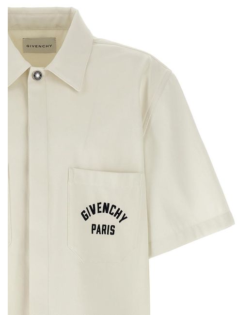Givenchy White Logo Embroidery Shirt for men