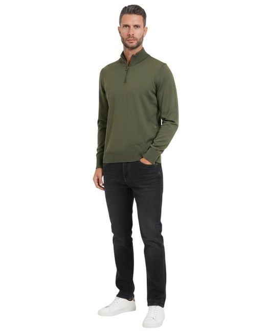 Boss Green Solid Half Zip Sweater for men