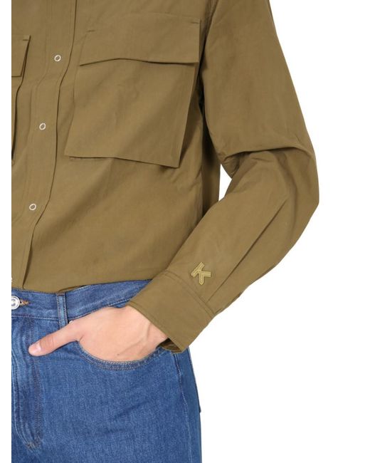 KENZO Green Solid Overshirt for men